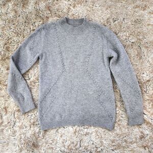 Harper Lane Textured Dot Cowl Neck Long Sleeve Sweater‎ Gray Women's Size Small